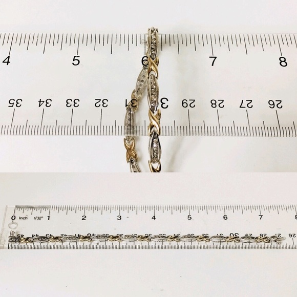 10k Gold 1.0 CTW Diamond X Station Tennis Bracelet - Picture 6 of 8